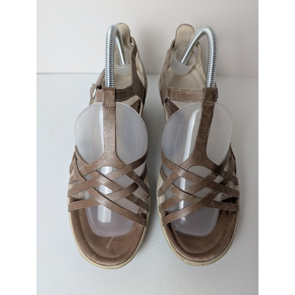 ECCO T Strap Sandals Leather Bone Taupe US 10.5 EU41 Lightweight Activewear Gorp